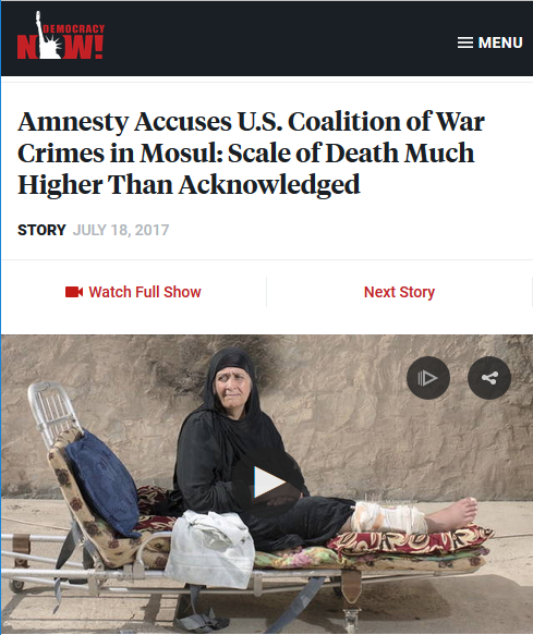 Democracy Now!: Amnesty Accuses U.S. Coalition of War Crimes in Mosul