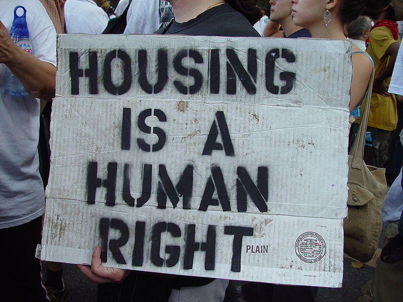 Housing Is a Human Right: Republican National Convention protest,  2004 (cc photo: Jonathan McIntosh)
