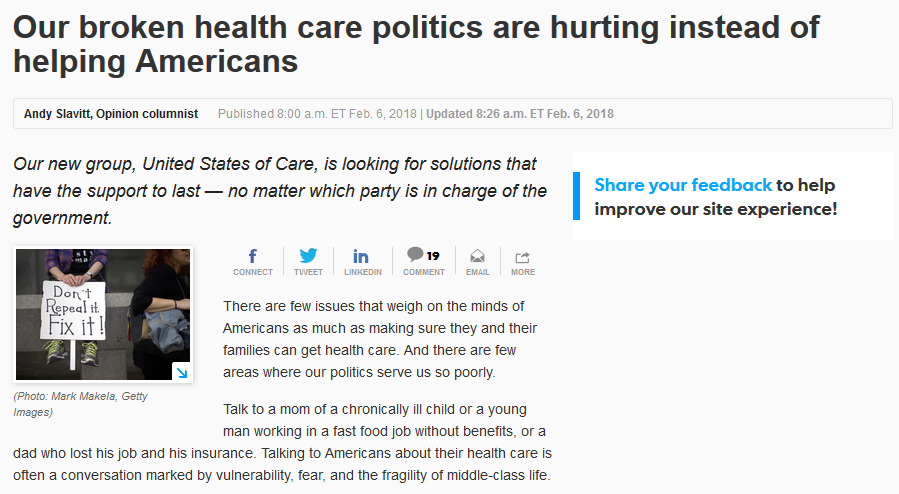 USA Today: Our Broken Healthcare Policies Are Hurting Instead of Helping Americans