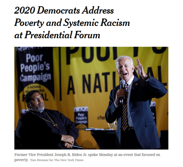 NYT: 2020 Democrats Address Poverty and Systemic Racism at Presidential Forum
