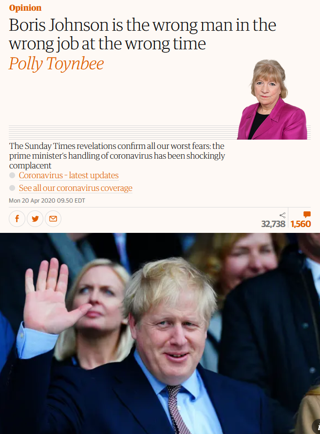 Guardian: Boris Johnson is the wrong man in the wrong job at the wrong time 