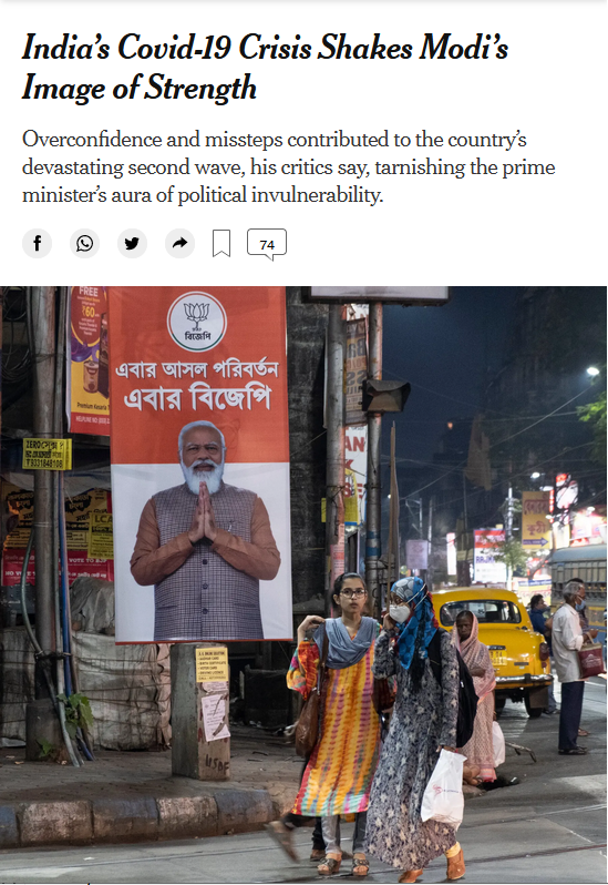 NYT: India’s Covid-19 Crisis Shakes Modi’s Image of Strength