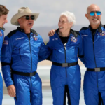 Washington Post depiction of Jeff Bezos and fellow passengers' return from near-space