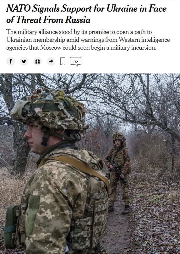 NYT: NATO Signals Support for Ukraine in Face of Threat From Russia