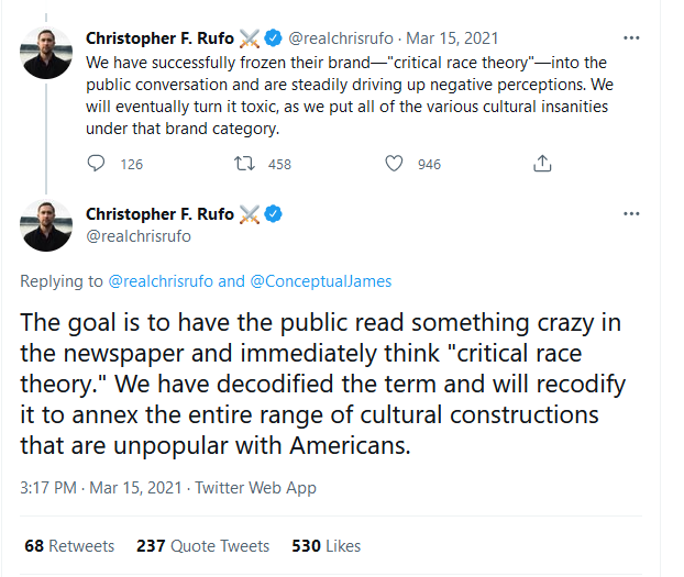 Christopher Rufo: The goal is to have the public read something crazy in the newspaper and immediately think "critical race theory." 