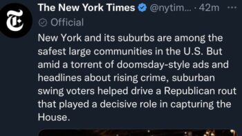 New York Times tweet about crime
