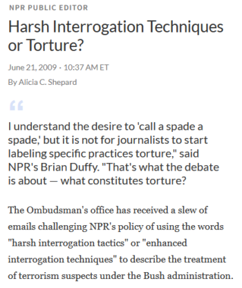 NPR: Harsh Interrogation Techniques or Torture?