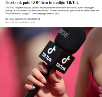 | WaPo Facebook paid GOP firm to malign TikTok | MR Online