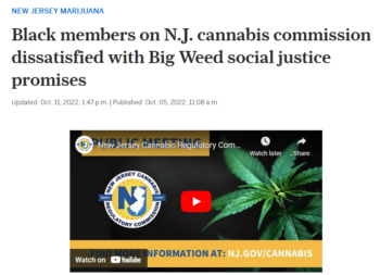 NJ.com: Black members on N.J. cannabis commission dissatisfied with Big Weed social justice promises 