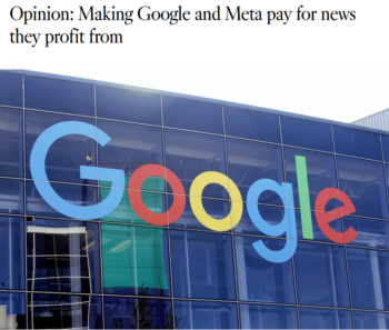 LA Times: Making Google and Meta pay for news they profit from