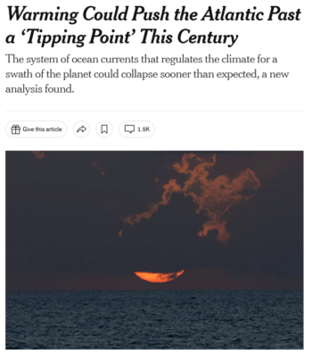 NYT: Пацяпленне можа падштурхнуць Атлантыку да «пераломнага моманту» ў гэтым стагоддзі