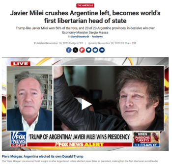 Fox: Javier Milei crushes Argentine left, becomes world's first libertarian head of state