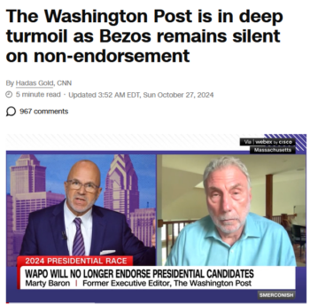  The Washington Post is in deep turmoil as Bezos remains silent on non-endorsement 