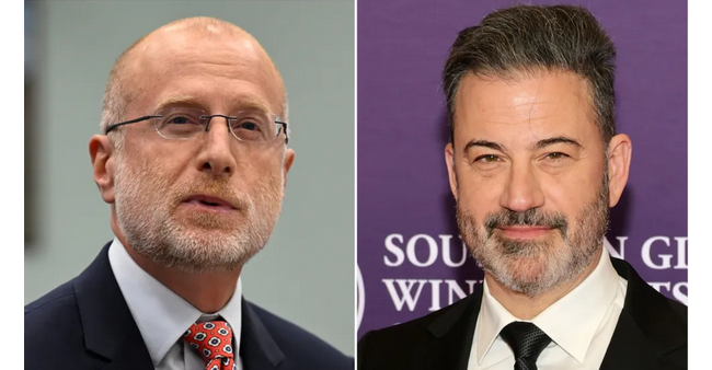 FCC chair Brendan Carr (left) and ABC's Jimmy Kimmel
